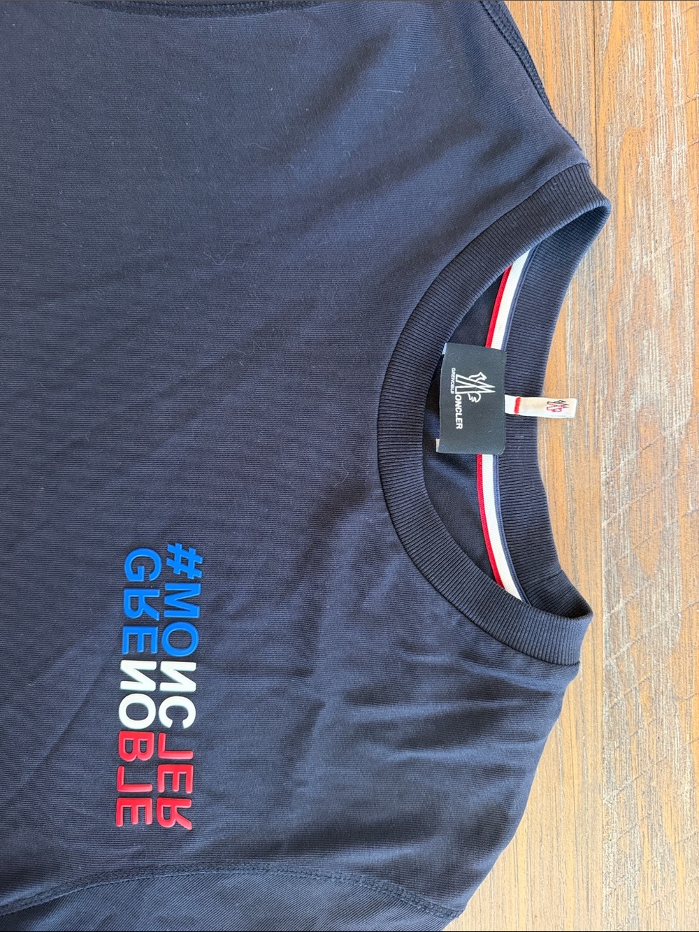 Moncler Navy Crewneck with Blue White Red Logo